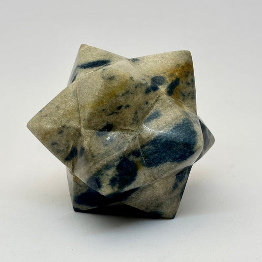 Billede af Stelleret Dodekahedron / dobbelt Merkaba blå spinel i kvarts