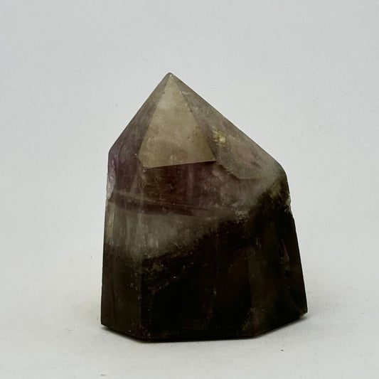 Billede af Smoky Quartz med Ametist fantomspets polerad topp - 6 cm