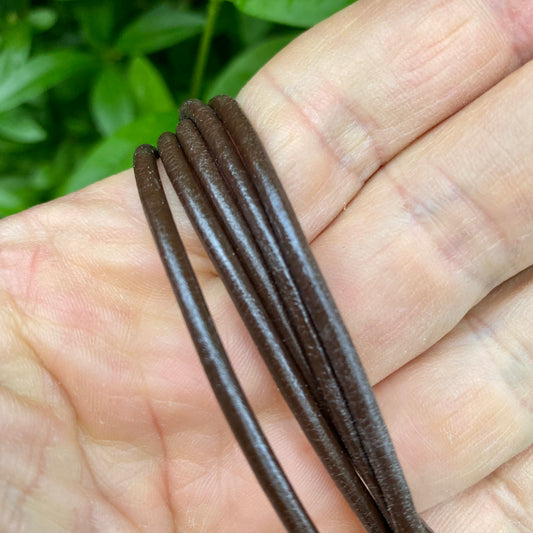 Billede af Rund lädersnöre Kaffe Brun - 3 mm, lb.m.